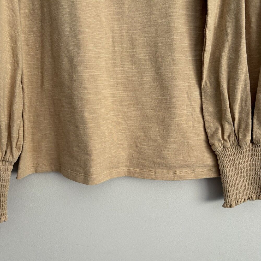 Pomander Place Tuckernuck Beige Long Puff Smocked Sleeve Blouse Size Large - Picture 5 of 7